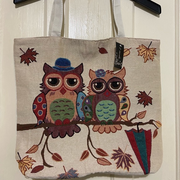 1pc Canvas Bag Night Owl Pattern Pouch Fashion Embroidery Bag‎ Shoulder B… - Picture 1 of 7